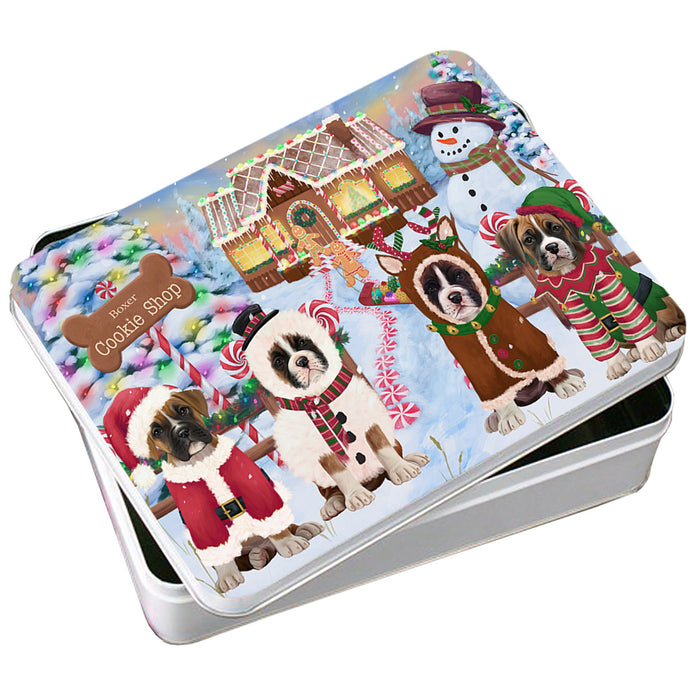 Holiday Gingerbread Cookie Shop Boxers Dog Photo Storage Tin PITN56327