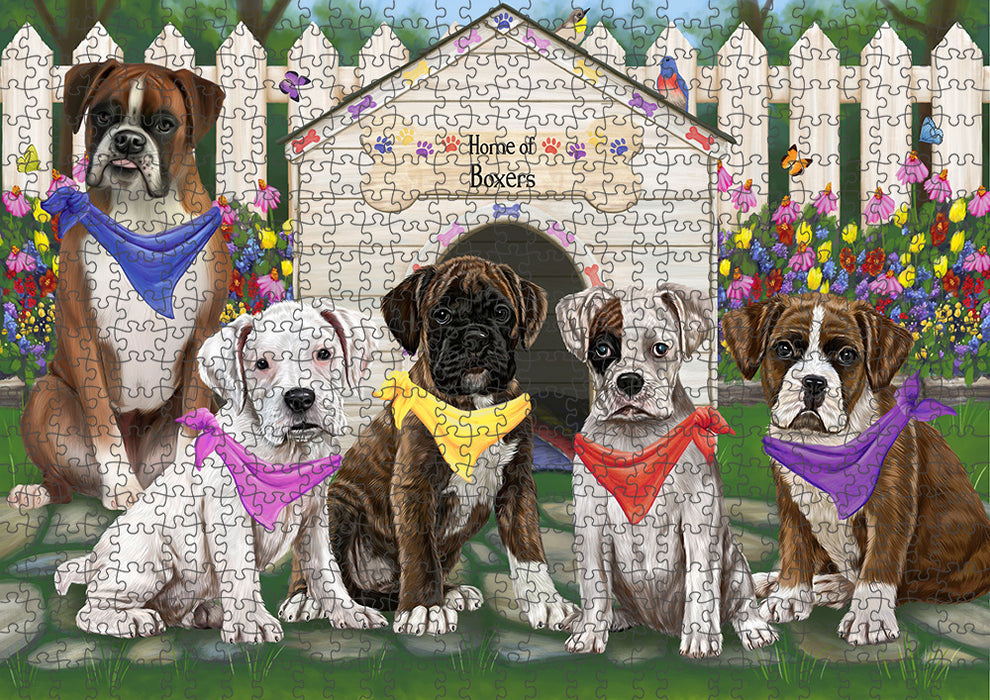 Spring Dog House Boxers Dog Puzzle with Photo Tin PUZL53133