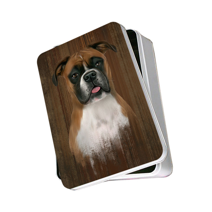 Rustic Boxer Dog Photo Storage Tin PITN50541