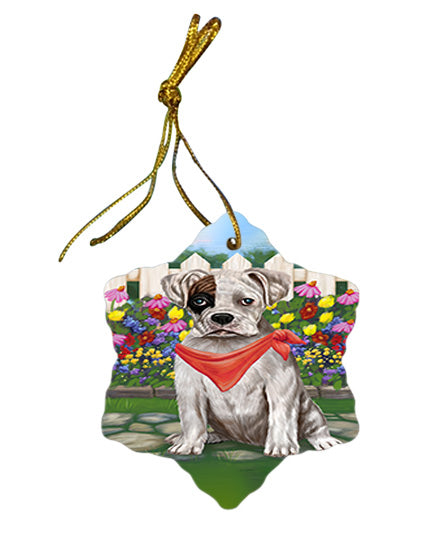 Spring Floral Boxer Dog Star Porcelain Ornament SPOR49803