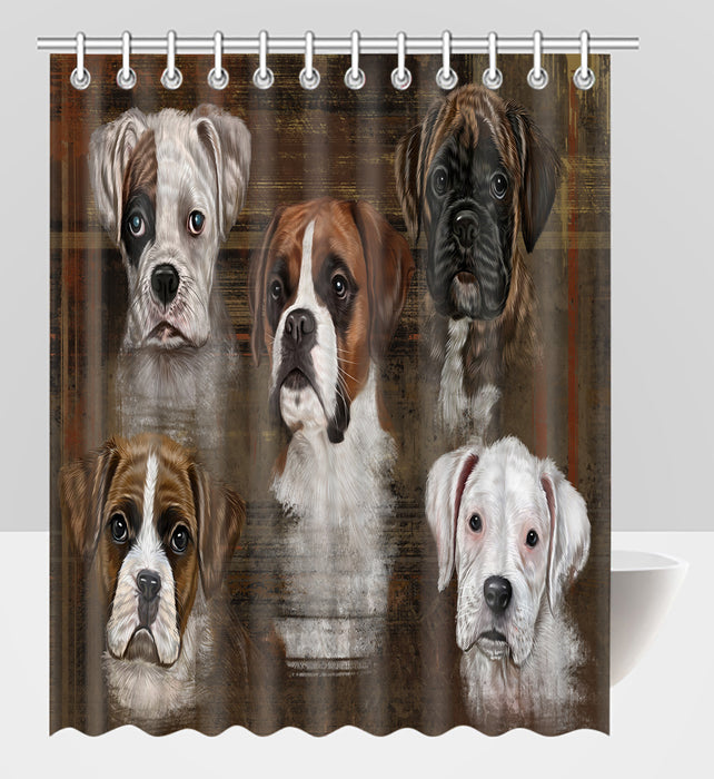 Rustic Boxer Dogs Shower Curtain