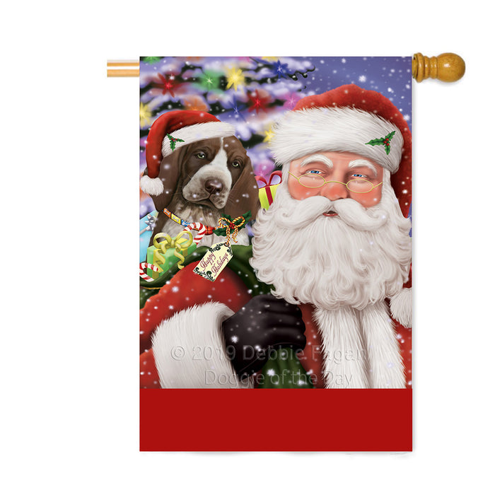 Personalized Santa Carrying Bracco Italiano Dog and Christmas Presents Custom House Flag FLG-DOTD-A63429