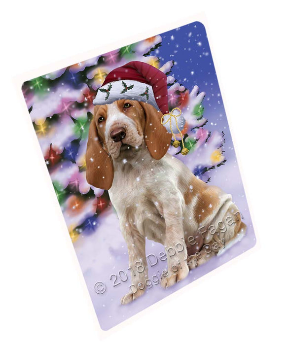 Winterland Wonderland Bracco Italiano Dog In Christmas Holiday Scenic Background Large Refrigerator / Dishwasher Magnet RMAG96408