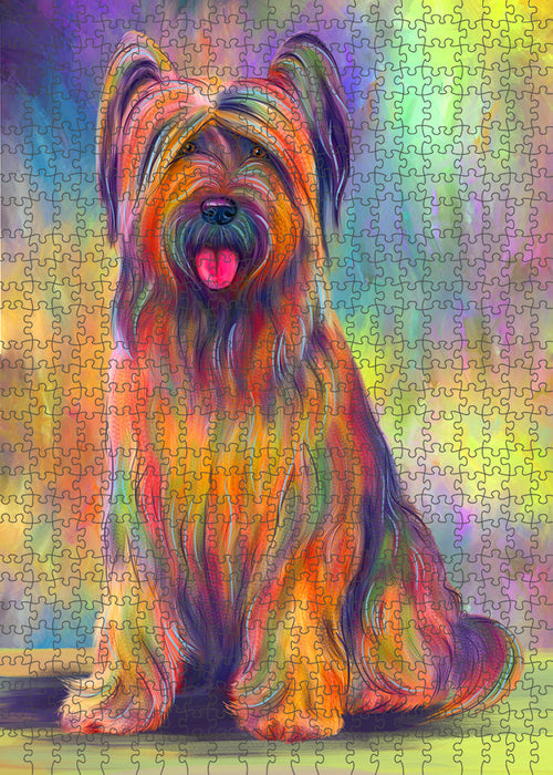 Paradise Wave Briard Dog Portrait Jigsaw Puzzle for Adults Animal Interlocking Puzzle Game Unique Gift for Dog Lover's with Metal Tin Box