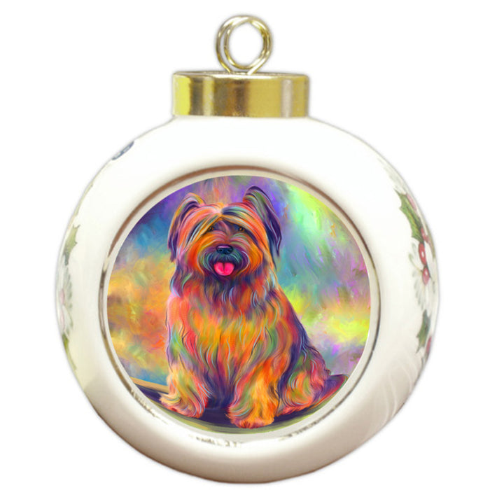 Paradise Wave Briard Dog Round Ball Christmas Ornament RBPOR58720