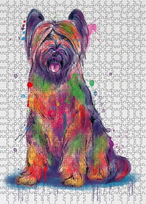 Watercolor Briard Dog Portrait Jigsaw Puzzle for Adults Animal Interlocking Puzzle Game Unique Gift for Dog Lover's with Metal Tin Box