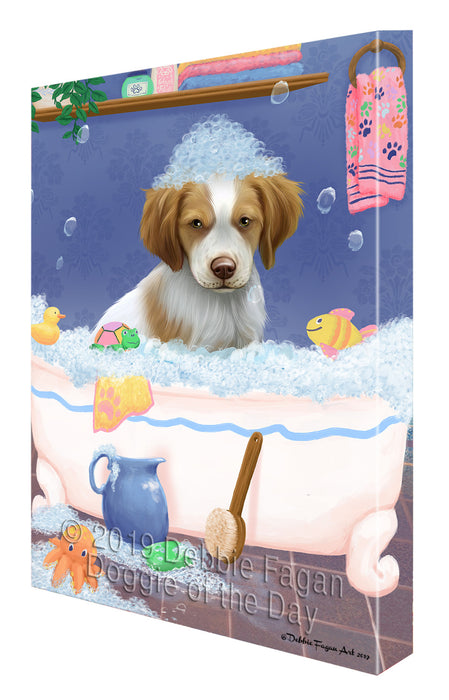 Rub A Dub Dog In A Tub Brittany Spaniel Dog Canvas Print Wall Art Décor CVS142424