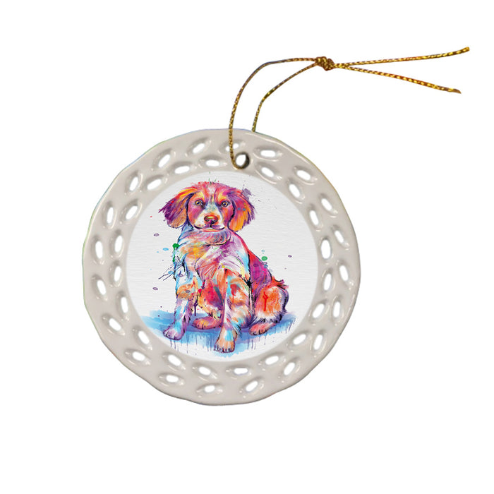 Watercolor Brittany Spaniel Dog Ceramic Doily Ornament DPOR57372