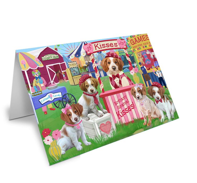 Carnival Kissing Booth Brittany Spaniels Dog Handmade Artwork Assorted Pets Greeting Cards and Note Cards with Envelopes for All Occasions and Holiday Seasons GCD73352