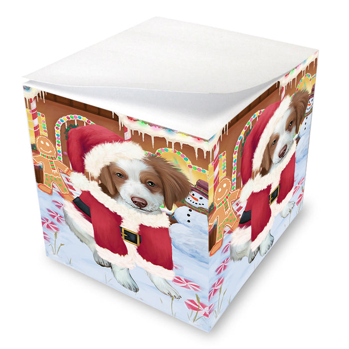 Christmas Gingerbread House Candyfest Brittany Spaniel Dog Note Cube NOC54360