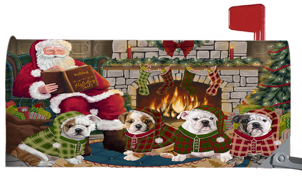 Christmas Cozy Holiday Fire Tails Bulldog Dogs 6.5 x 19 Inches Magnetic Mailbox Cover Post Box Cover Wraps Garden Yard Décor MBC48889