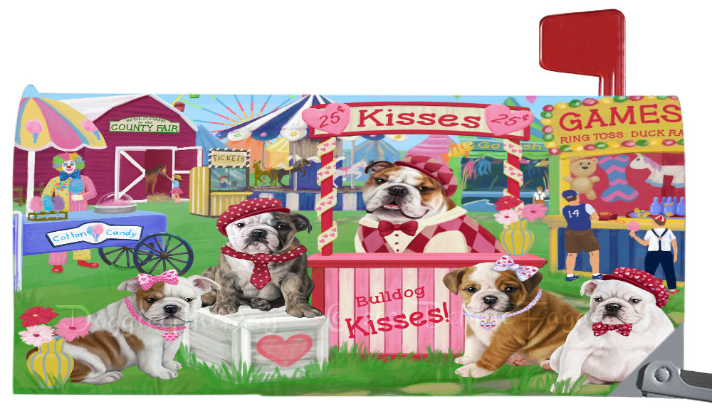 Carnival Kissing Booth Bulldogs Magnetic Mailbox Cover Both Sides Pet Theme Printed Decorative Letter Box Wrap Case Postbox Thick Magnetic Vinyl Material
