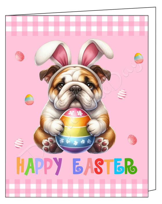 Bulldog Dog Easter Day Greeting Cards and Note Cards with Envelope - Easter Invitation Card with Multi Design Pack