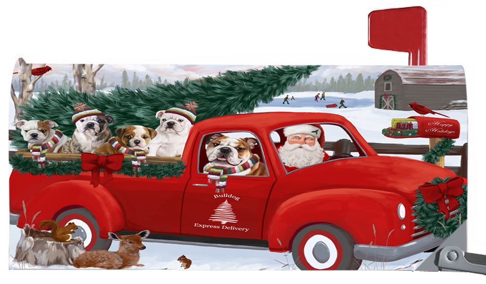 Magnetic Mailbox Cover Christmas Santa Express Delivery Bulldogs MBC48306