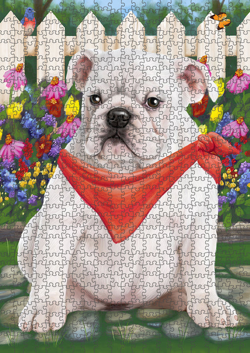 Spring Floral Bulldog Puzzle with Photo Tin PUZL53181