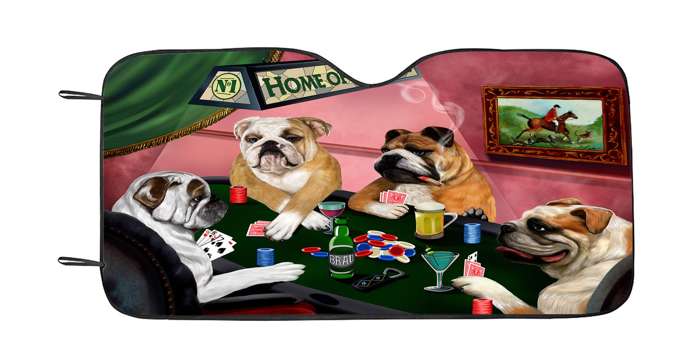 Home of  Bulldogs Playing Poker Car Sun Shade