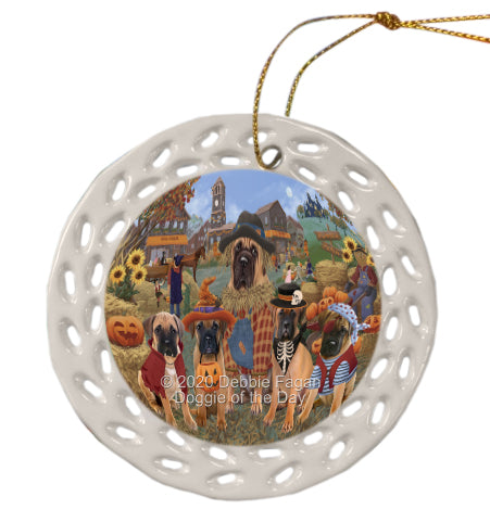Halloween 'Round Town Bullmastiff Dogs Doily Ornament DPOR58020