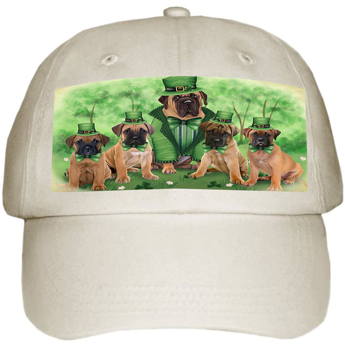 St. Patricks Day Irish Family Portrait Bullmastiffs Dog Ball Hat Cap HAT50001