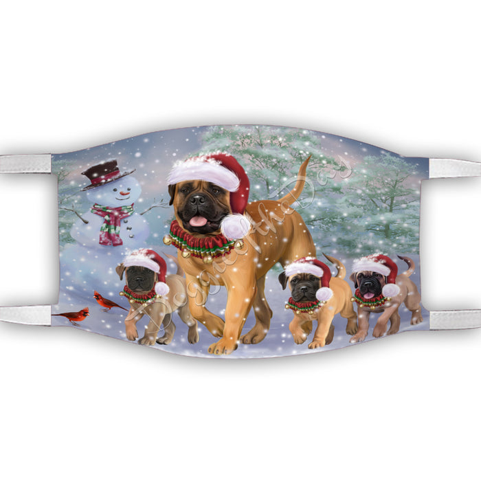 Christmas Running Fammily Bullmastiff Dogs Face Mask FM48705