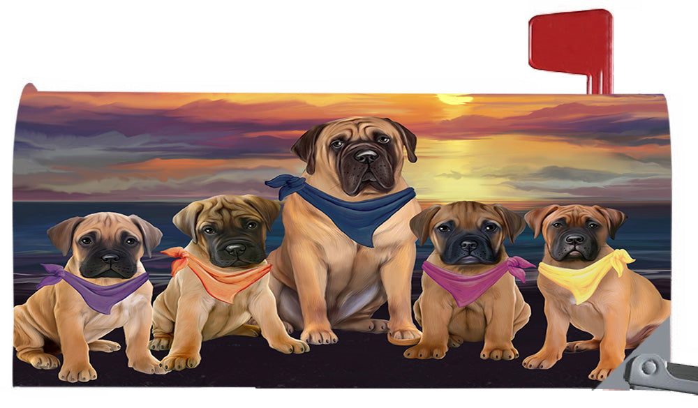 Family Sunset Portrait Bullmastiff Dogs Magnetic Mailbox Cover MBC48460