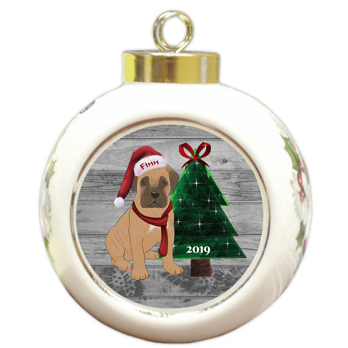 Custom Personalized Bullmastiff Dog Glassy Classy Christmas Round Ball Ornament