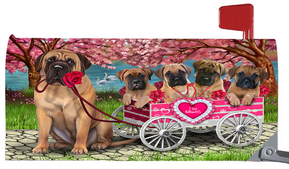 I Love Bullmastiff Dogs in a Cart Magnetic Mailbox Cover MBC48546