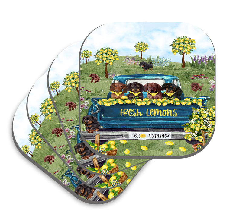 Country Fresh Lemons Dachshund Dog Coasters Set of 4