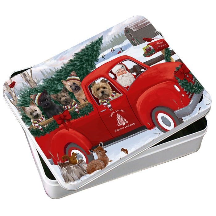 Christmas Santa Express Delivery Cairn Terriers Dog Family Photo Storage Tin PITN54967