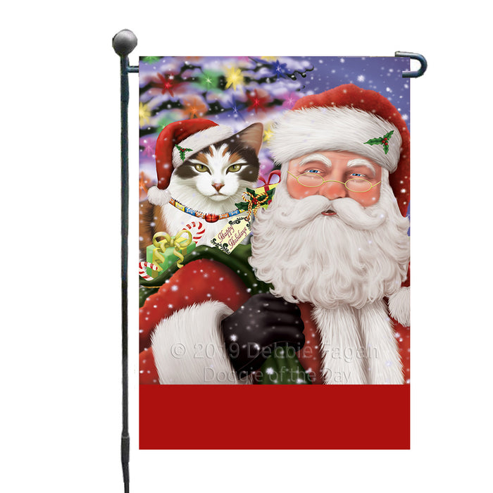 Personalized Santa Carrying Calico Cat and Christmas Presents Custom Garden Flag GFLG63747