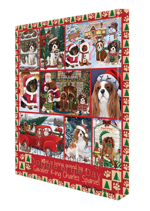 Love is Being Owned Christmas Cavalier King Charles Spaniel Dog Canvas Wall Art - Premium Quality Ready to Hang Room Decor Wall Art Canvas - Unique Animal Printed Digital Painting for Decoration