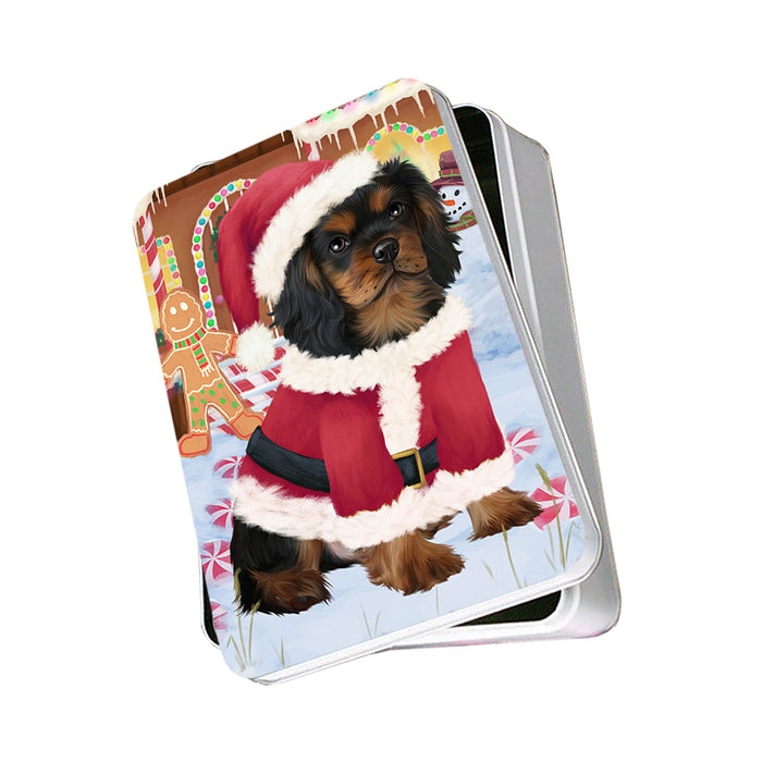 Christmas Gingerbread House Candyfest Cavalier King Charles Spaniel Dog Photo Storage Tin PITN56239