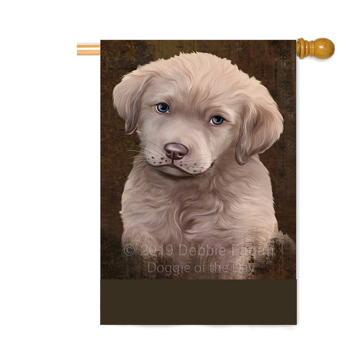 Personalized Rustic Chesapeake Bay Retriever Dog Custom House Flag FLG64555