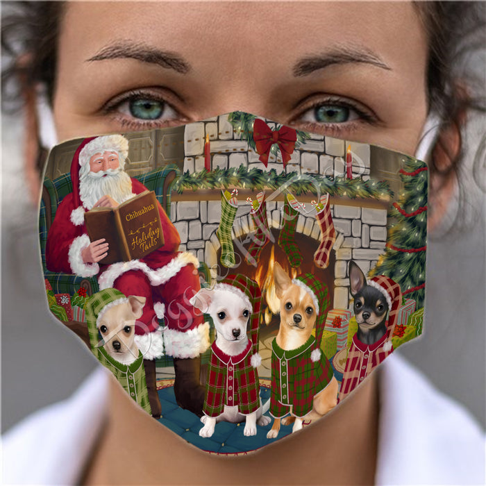 Christmas Cozy Holiday Fire Tails Chihuahua Dogs Face Mask FM48623