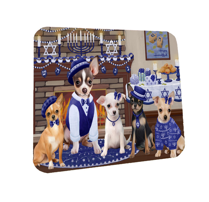 Happy Hanukkah Family Chihuahua Dogs Coasters Set of 4 CSTA57566