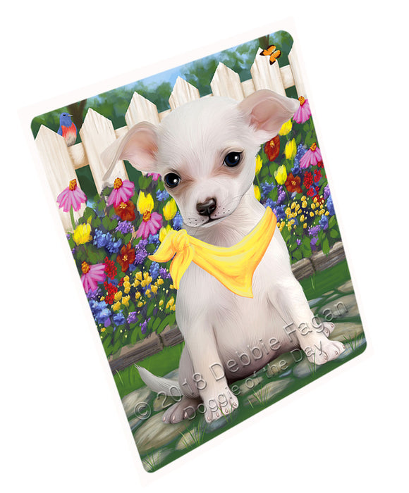 Spring Floral Chihuahua Dog Tempered Cutting Board C53421