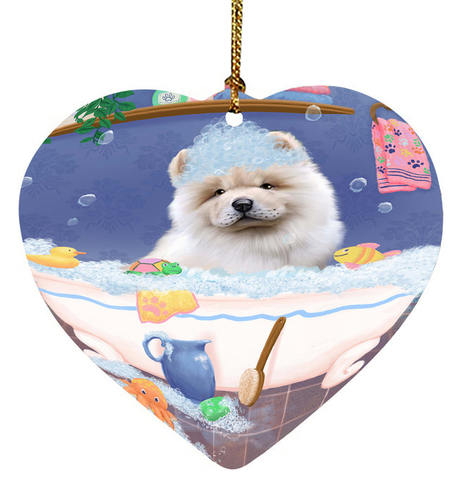 Rub A Dub Dog In A Tub Chow Chow Dog Heart Christmas Ornament HPORA58588