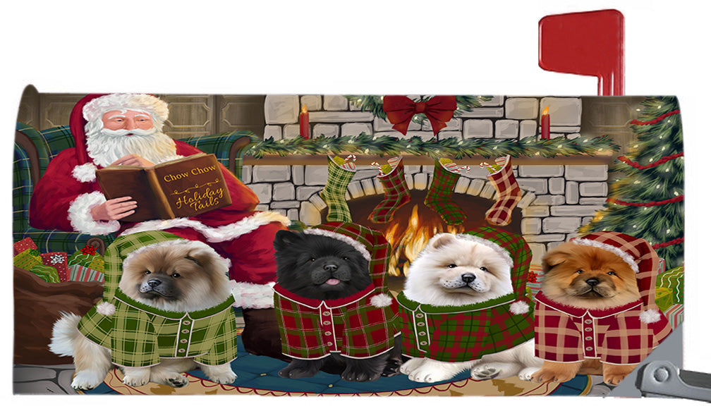 Christmas Cozy Holiday Fire Tails Chow Chow Dogs 6.5 x 19 Inches Magnetic Mailbox Cover Post Box Cover Wraps Garden Yard Décor MBC48895
