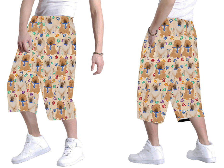 Rainbow Paw Print Chow Chow Dogs Blue All Over Print Men's Baggy Shorts
