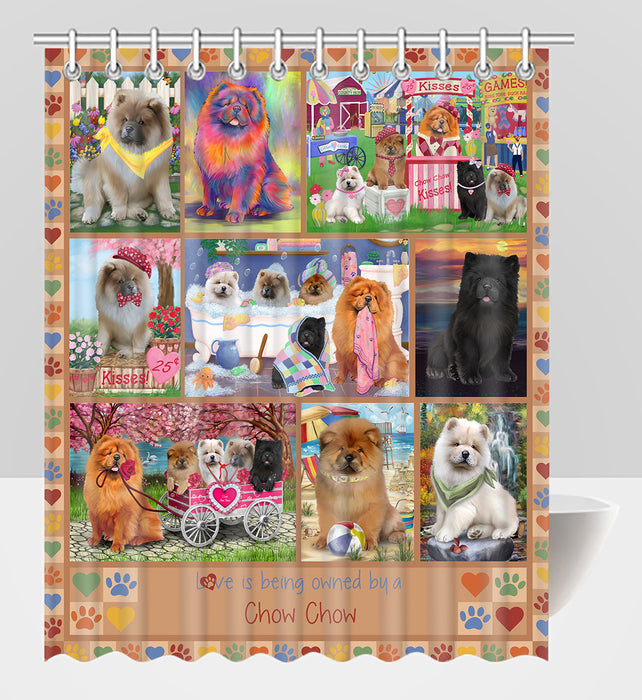 Love is Being Owned Chow Chow Dog Beige Shower Curtain