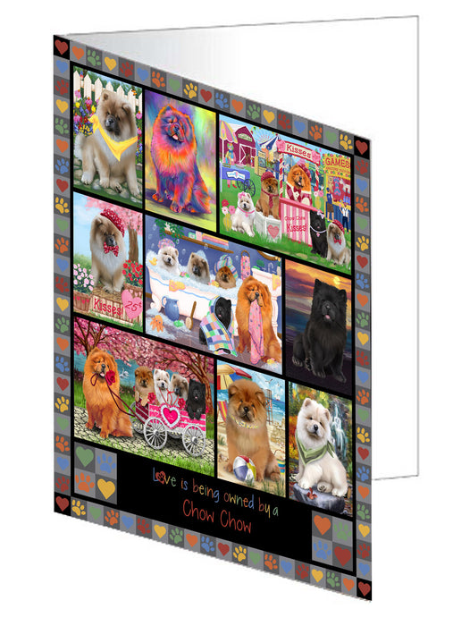 Love is Being Owned Chow Chow Dog Grey Handmade Artwork Assorted Pets Greeting Cards and Note Cards with Envelopes for All Occasions and Holiday Seasons GCD77297