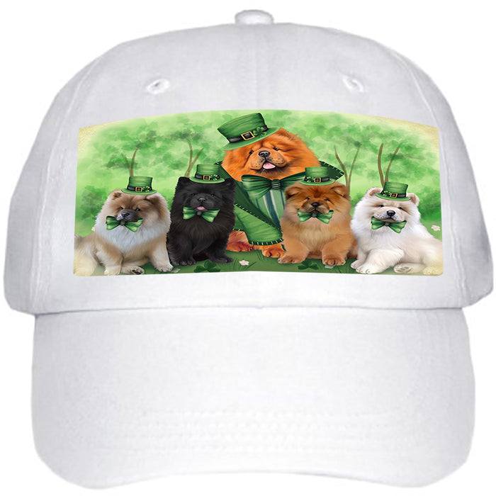 St. Patricks Day Irish Family Portrait Chow Chows Dog Ball Hat Cap HAT50076
