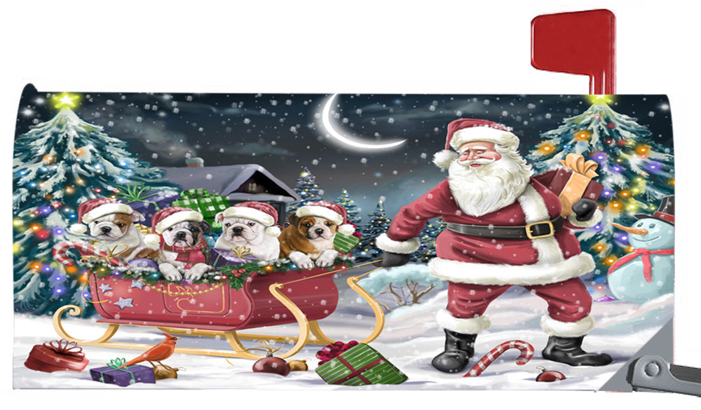 Magnetic Mailbox Cover Santa Sled Christmas Happy Holidays Bulldogs MBC48117