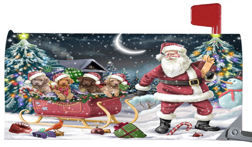 Magnetic Mailbox Cover Santa Sled Christmas Happy Holidays Chesapeake Bay Retrievers Dog MBC48121