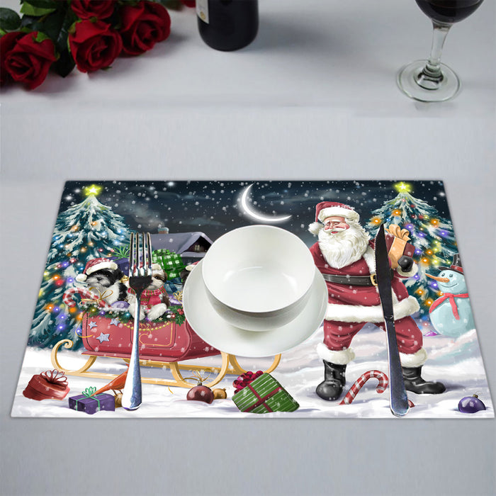 Santa Sled Dogs Christmas Happy Holidays Shih Tzu Dogs Placemat