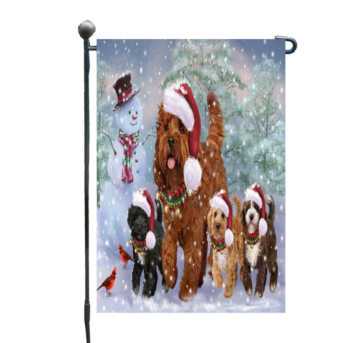 Christmas Running Family Cockapoo Dogs Garden Flags Outdoor Decor for Homes and Gardens Double Sided Garden Yard Spring Decorative Vertical Home Flags Garden Porch Lawn Flag for Decorations