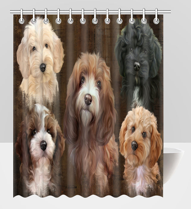 Rustic Cockapoo Dogs Shower Curtain
