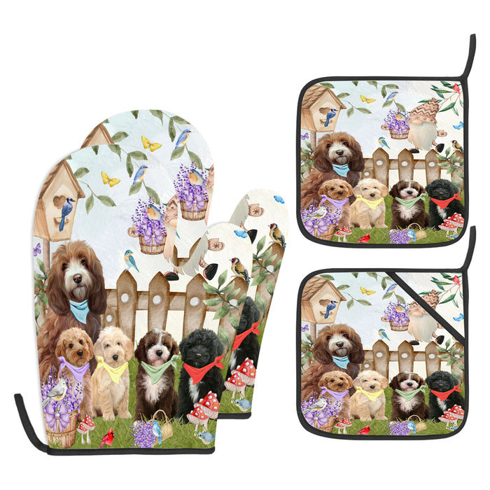 Cockapoo Oven Mitts and Pot Holder Set, Explore a Variety of Personalized Designs, Custom, Kitchen Gloves for Cooking with Potholders, Pet and Dog Gift Lovers