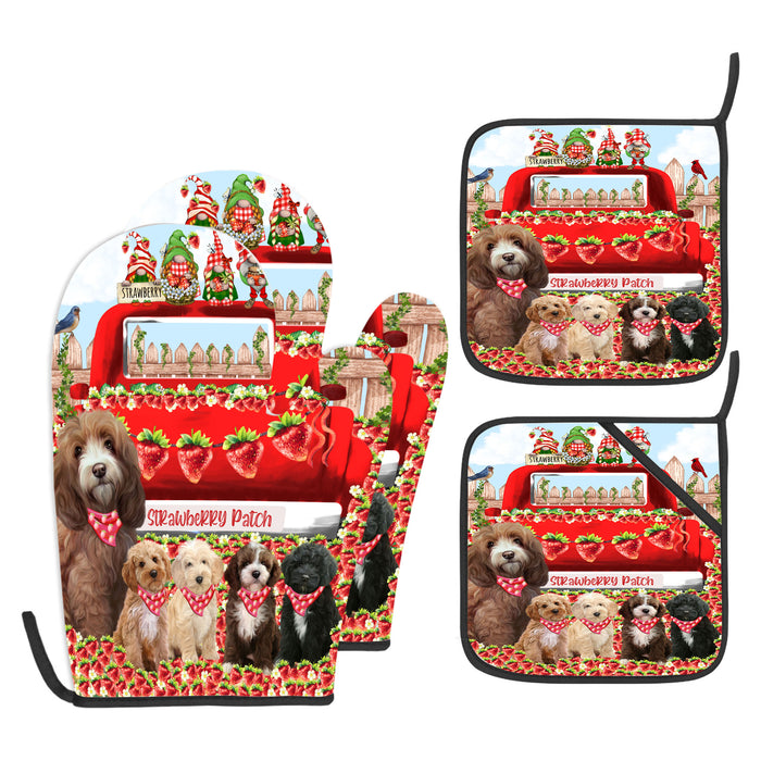 Cockapoo Oven Mitts and Pot Holder Set: Explore a Variety of Designs, Custom, Personalized, Kitchen Gloves for Cooking with Potholders, Gift for Dog Lovers