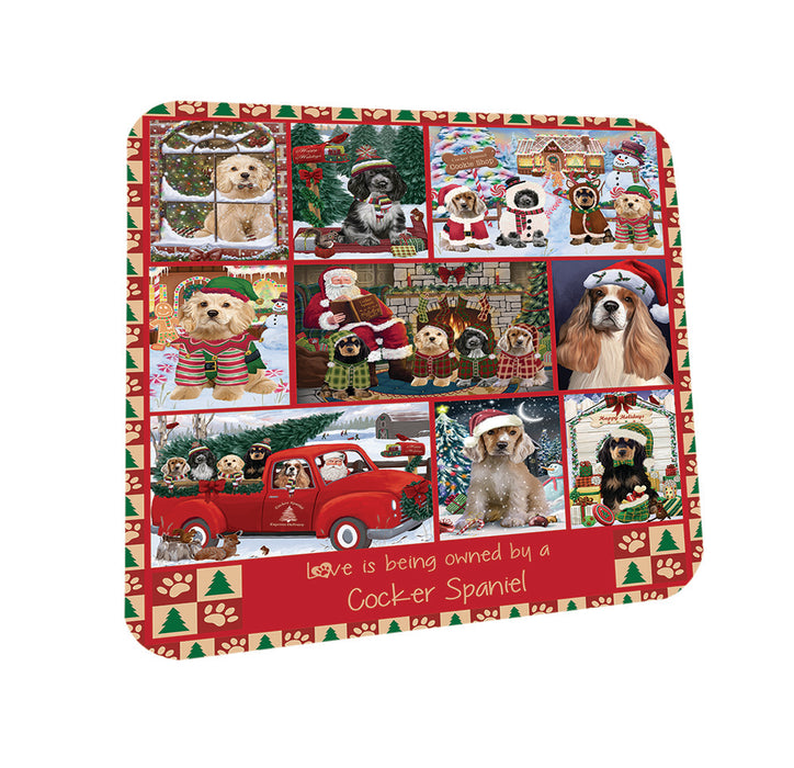 Love is Being Owned Christmas Cocker Spaniel Dogs Coasters Set of 4 CST57177