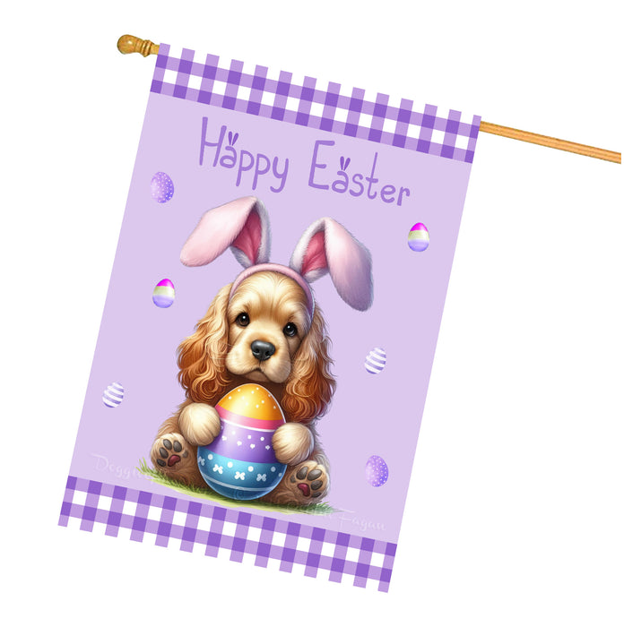 Cocker Spaniel Dog Easter Day House Flags with Multi Design - Double Sided Easter Festival Gift for Home Decoration  - Holiday Dogs Flag Decor 28" x 40"